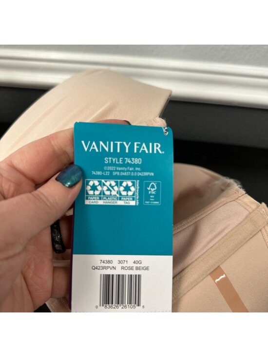 Vanity Fair Beauty Back 74380 Strapless Full Figure Underwire Bra 40G Rose Beige - Picture 4 of 6